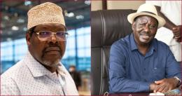 Collages photos of lawyer Miguna Miguna and ODM leader Raila Odinga.